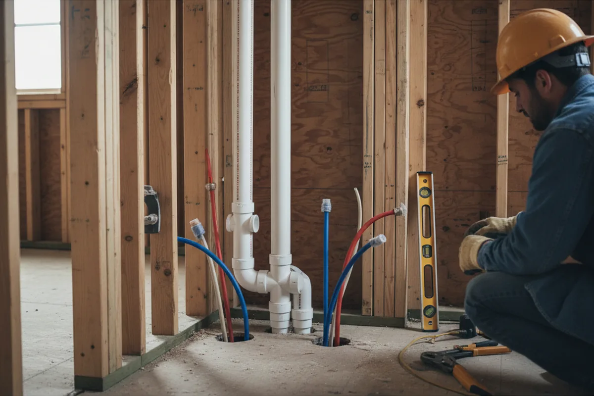Drain and supply rough-in during Drain Cleaning in Salisbury